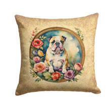 Load image into Gallery viewer, English Bulldog and Flowers Fabric Decorative Pillow