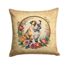 Load image into Gallery viewer, English Bulldog and Flowers Fabric Decorative Pillow