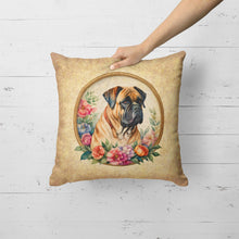 Load image into Gallery viewer, Bullmastiff and Flowers Fabric Decorative Pillow