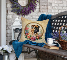 Load image into Gallery viewer, Bullmastiff and Flowers Fabric Decorative Pillow