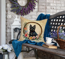Load image into Gallery viewer, Cairn Terrier and Flowers Fabric Decorative Pillow