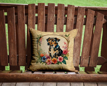 Load image into Gallery viewer, Catahoula Leopard Dog and Flowers Throw Pillow - 14x14 Decorative Pillow – Art for Your Home &amp; Patio