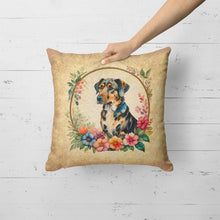 Load image into Gallery viewer, Catahoula Leopard Dog and Flowers Fabric Decorative Pillow