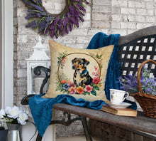 Load image into Gallery viewer, Catahoula Leopard Dog and Flowers Fabric Decorative Pillow