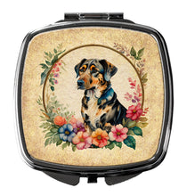 Load image into Gallery viewer, Catahoula Leopard Dog and Flowers Compact Mirror – Stylish Purse Mirror with Artistic Covers