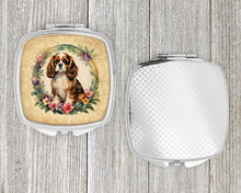 Load image into Gallery viewer, Cavalier Spaniel and Flowers Compact Mirror – Stylish Purse Mirror with Artistic Covers