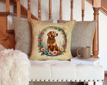 Load image into Gallery viewer, Chesapeake Bay Retriever and Flowers Throw Pillow - 14x14 Decorative Pillow – Art for Your Home &amp; Patio