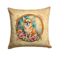 Load image into Gallery viewer, Chihuahua and Flowers Fabric Decorative Pillow