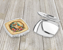 Load image into Gallery viewer, Chihuahua and Flowers Compact Mirror – Stylish Purse Mirror with Artistic Covers