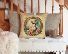 Load image into Gallery viewer, Chihuahua and Flowers Throw Pillow - 14x14 Decorative Pillow – Art for Your Home &amp; Patio