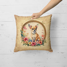 Load image into Gallery viewer, Chihuahua and Flowers Fabric Decorative Pillow