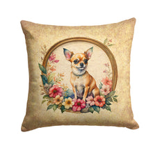 Load image into Gallery viewer, Chihuahua and Flowers Fabric Decorative Pillow
