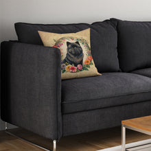 Load image into Gallery viewer, Black Chow Chow and Flowers Throw Pillow - 14x14 Decorative Pillow – Art for Your Home &amp; Patio