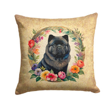 Load image into Gallery viewer, Black Chow Chow and Flowers Throw Pillow - 14x14 Decorative Pillow – Art for Your Home &amp; Patio
