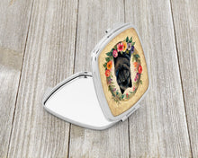 Load image into Gallery viewer, Black Chow Chow and Flowers Compact Mirror – Stylish Purse Mirror with Artistic Covers