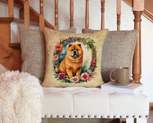 Load image into Gallery viewer, Chow Chow and Flowers Throw Pillow - 14x14 Decorative Pillow – Art for Your Home &amp; Patio