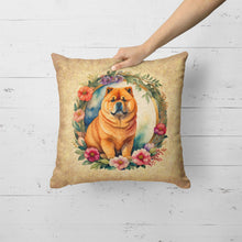 Load image into Gallery viewer, Chow Chow and Flowers Fabric Decorative Pillow