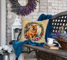 Load image into Gallery viewer, Chow Chow and Flowers Fabric Decorative Pillow