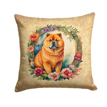 Load image into Gallery viewer, Chow Chow and Flowers Fabric Decorative Pillow