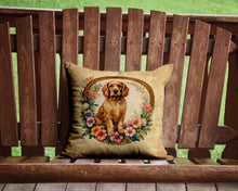 Load image into Gallery viewer, Cocker Spaniel and Flowers Throw Pillow - 14x14 Decorative Pillow – Art for Your Home &amp; Patio