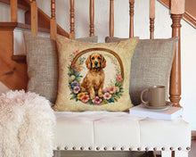 Load image into Gallery viewer, Cocker Spaniel and Flowers Throw Pillow - 14x14 Decorative Pillow – Art for Your Home &amp; Patio