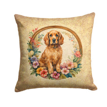 Load image into Gallery viewer, Cocker Spaniel and Flowers Throw Pillow - 14x14 Decorative Pillow – Art for Your Home &amp; Patio