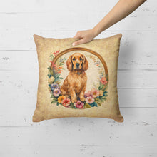 Load image into Gallery viewer, Cocker Spaniel and Flowers Fabric Decorative Pillow