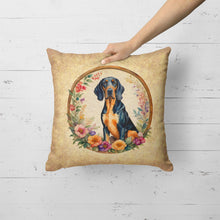 Load image into Gallery viewer, Coonhound and Flowers Fabric Decorative Pillow