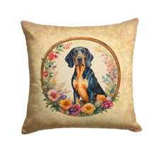 Load image into Gallery viewer, Coonhound and Flowers Fabric Decorative Pillow
