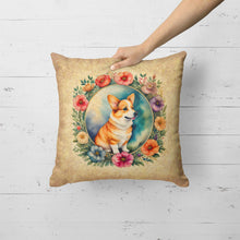 Load image into Gallery viewer, Corgi and Flowers Fabric Decorative Pillow