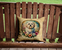 Load image into Gallery viewer, Coton De Tulear and Flowers Throw Pillow - 14x14 Decorative Pillow – Art for Your Home &amp; Patio