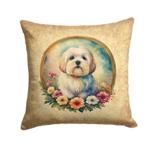 Load image into Gallery viewer, Coton De Tulear and Flowers Throw Pillow - 14x14 Decorative Pillow – Art for Your Home &amp; Patio