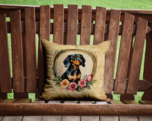 Load image into Gallery viewer, Dachshund and Flowers Throw Pillow - 14x14 Decorative Pillow – Art for Your Home &amp; Patio