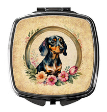 Load image into Gallery viewer, Dachshund and Flowers Compact Mirror – Stylish Purse Mirror with Artistic Covers