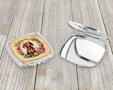 Load image into Gallery viewer, Dachshund and Flowers Compact Mirror – Stylish Purse Mirror with Artistic Covers