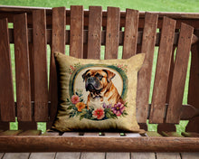 Load image into Gallery viewer, Dogue de Bordeaux and Flowers Throw Pillow - 14x14 Decorative Pillow – Art for Your Home &amp; Patio