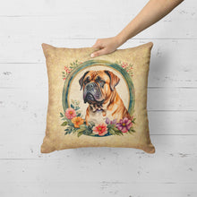 Load image into Gallery viewer, Dogue de Bordeaux and Flowers Fabric Decorative Pillow