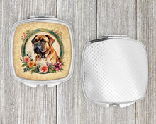Load image into Gallery viewer, Dogue de Bordeaux and Flowers Compact Mirror – Stylish Purse Mirror with Artistic Covers