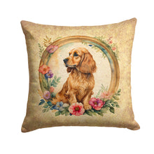 Load image into Gallery viewer, English Cocker Spaniel and Flowers Fabric Decorative Pillow