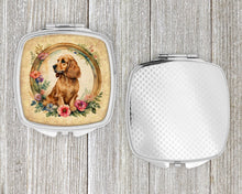 Load image into Gallery viewer, English Cocker Spaniel and Flowers Compact Mirror – Stylish Purse Mirror with Artistic Covers