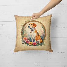 Load image into Gallery viewer, English Foxhound and Flowers Fabric Decorative Pillow