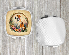 Load image into Gallery viewer, English Foxhound and Flowers Compact Mirror – Stylish Purse Mirror with Artistic Covers