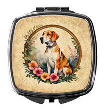 Load image into Gallery viewer, English Foxhound and Flowers Compact Mirror – Stylish Purse Mirror with Artistic Covers
