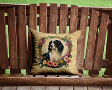 Load image into Gallery viewer, English Springer Spaniel and Flowers Throw Pillow - 14x14 Decorative Pillow – Art for Your Home &amp; Patio
