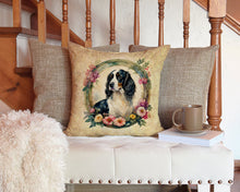 Load image into Gallery viewer, English Springer Spaniel and Flowers Throw Pillow - 14x14 Decorative Pillow – Art for Your Home &amp; Patio