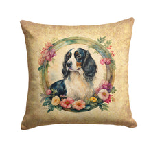 Load image into Gallery viewer, English Springer Spaniel and Flowers Fabric Decorative Pillow