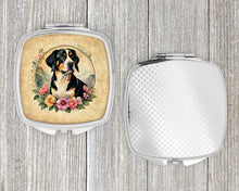 Load image into Gallery viewer, Entlebucher Mountain Dog and Flowers Compact Mirror – Stylish Purse Mirror with Artistic Covers