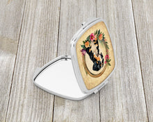 Load image into Gallery viewer, Entlebucher Mountain Dog and Flowers Compact Mirror – Stylish Purse Mirror with Artistic Covers