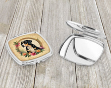 Load image into Gallery viewer, Entlebucher Mountain Dog and Flowers Compact Mirror – Stylish Purse Mirror with Artistic Covers