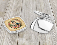 Load image into Gallery viewer, Finnish Lapphund and Flowers Compact Mirror – Stylish Purse Mirror with Artistic Covers